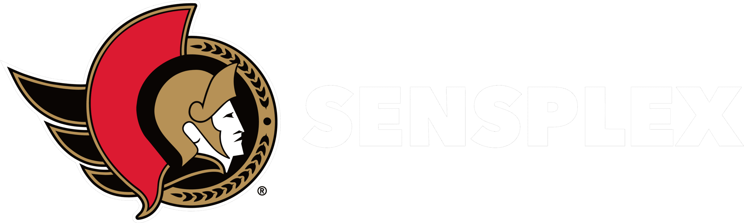 Ottawa Senators logo next to the word "Sensplex" in bold, white letters on a light background.
