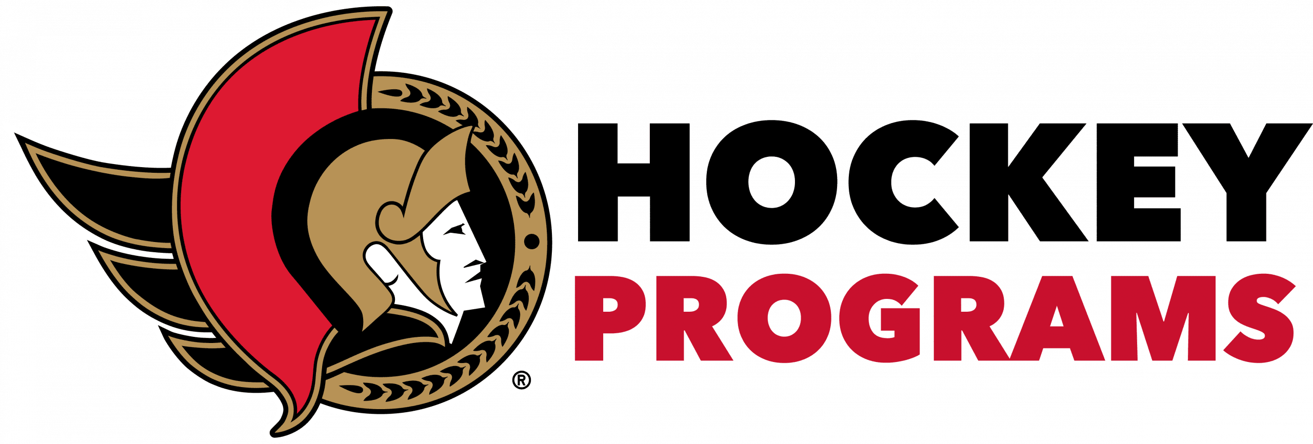 Ottawa Senators logo next to "Adult Evening Skills Hockey Programs" in black and red capitals on a white background.