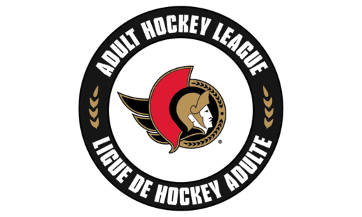 Ottawa Senators logo with “Adult Hockey League” and “Ligue de Hockey Adulte” text in a black circular border.