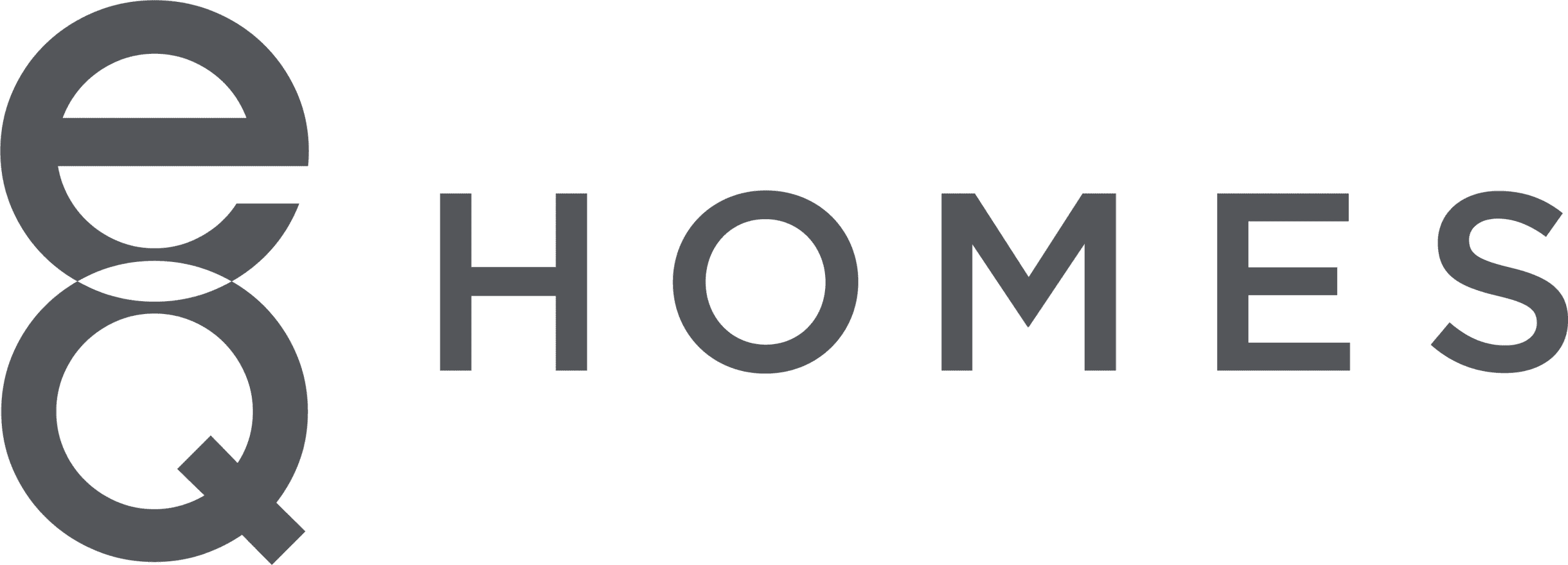 EQ Homes logo with stylized "EQ" on the left and the word "HOMES" in bold, gray capital letters on the right.