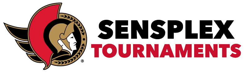 Ottawa Senators logo next to the words "Sensplex Tournaments" in bold black and red text on a white background.