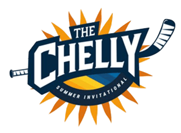 Logo for "The Chelly Summer Invitational" with a hockey stick and sunburst in the background.
